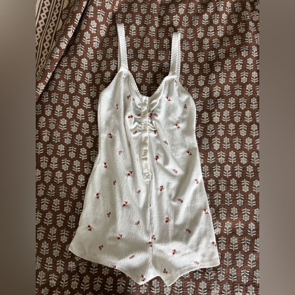 Anthropologie Other - Anthropologie White Floral Comfy Night Gown Romper Loungewear Sleepwear Intimate
